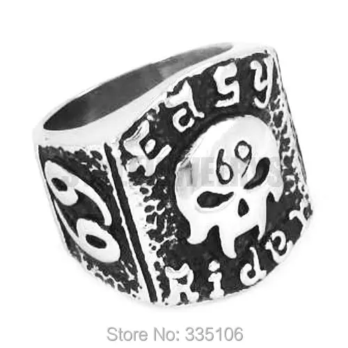 Free shipping! Easy Rider 69 ER Skull Motor Biker Ring Stainless Steel Jewelry Fashion Motorcycles Biker Men Ring SWR0314