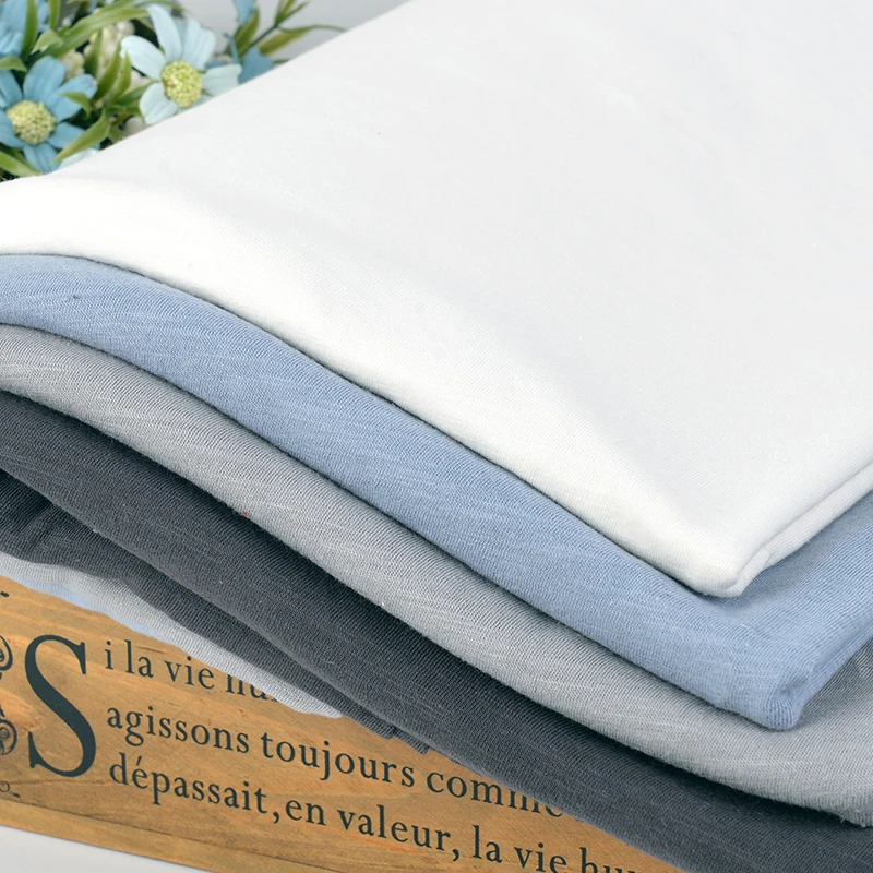 32s Combed Cotton Slub Fabric Thin Jersey Sewing Cloth 140gsm For Sewing Summer T-Shirt And Cardigans 50*160cm K302631