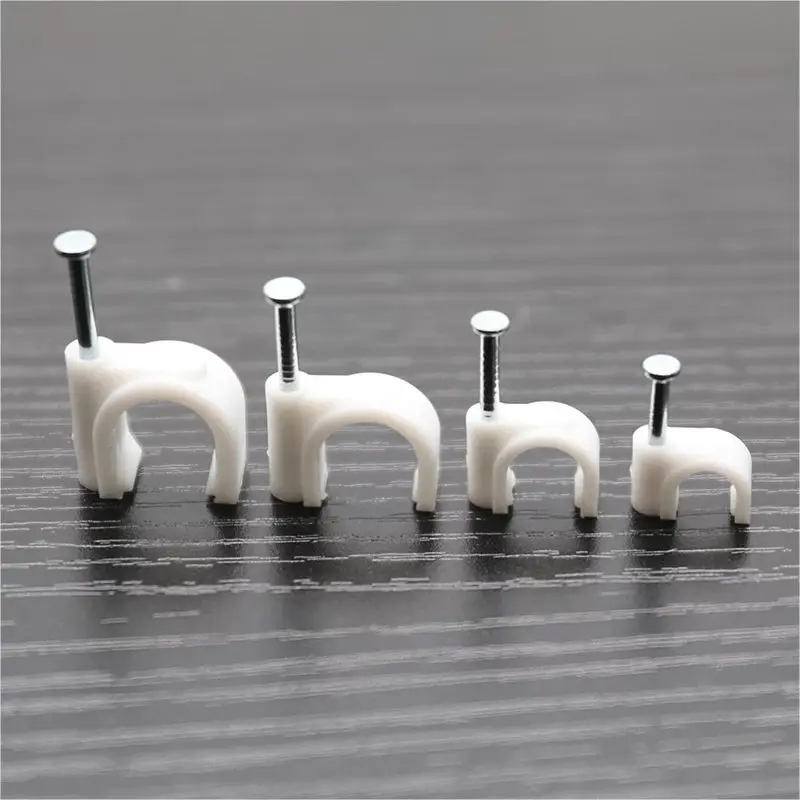 Network cable Nail Line Clamp Fixed Nail Card Wire Management Line Round Square 5 6 8 10 12 mm Clip Cable ELINK 100pcs