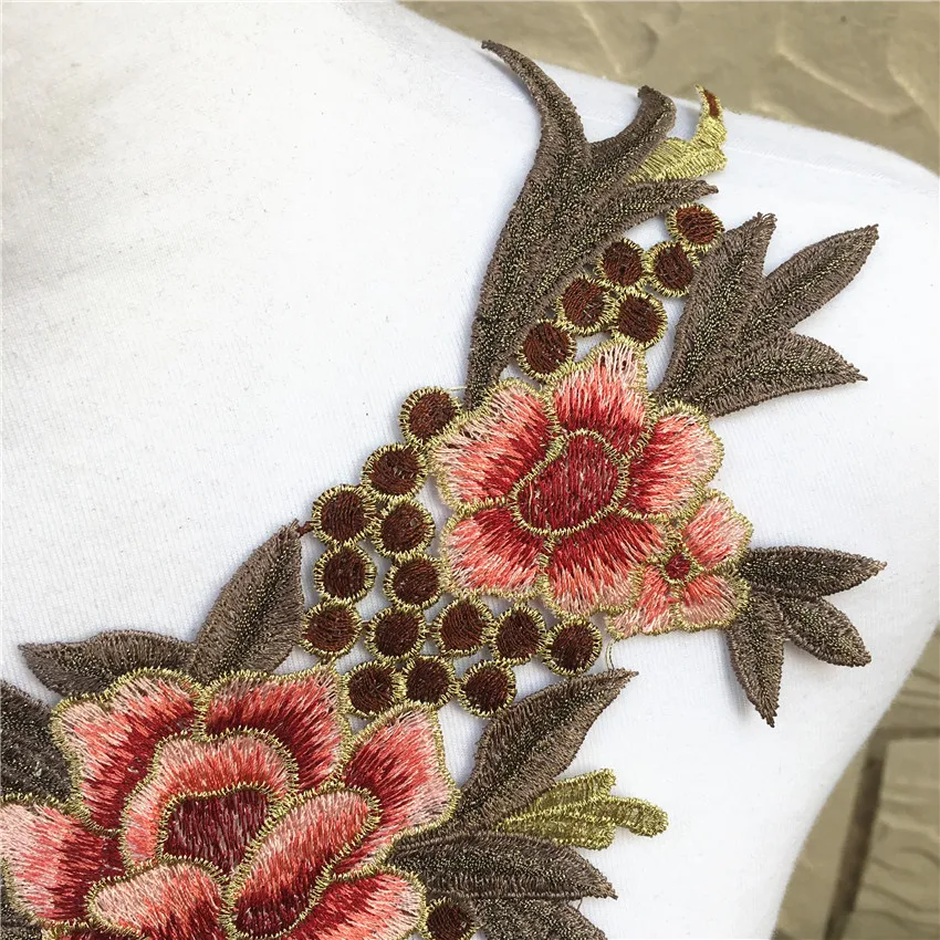 1pc gold lace collar beautiful flowers Venetian lace decorative decoration, lace fabric sewing accessories