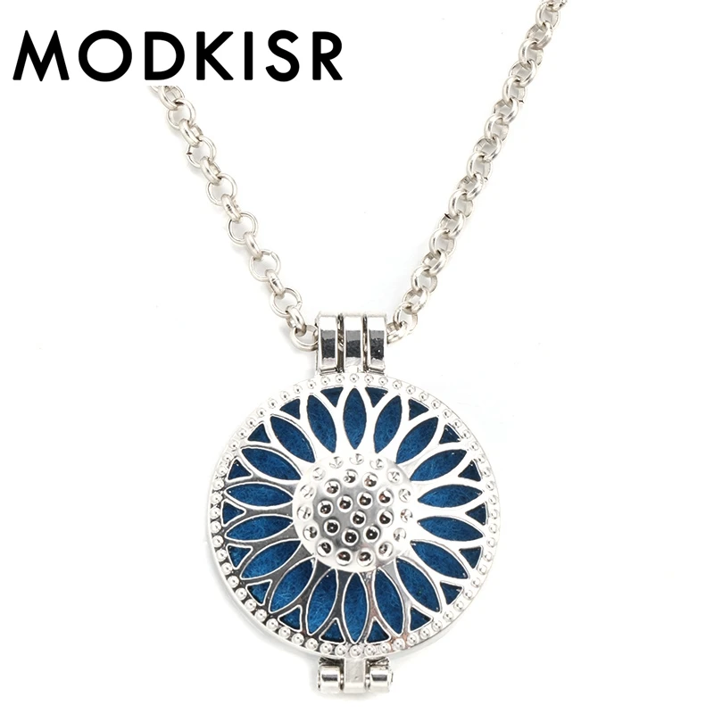

MODKISR Wholesale High Quality 30mm Trendy Flowe Fashion Essential Oil Diffusing Charm Exquisite Necklace Aroma Locket Pendant