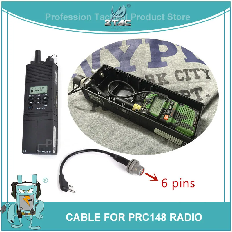 

Z-TAC Military New Version Airsoftsports Tactical PTT PRC-148 Radio Kenwod Cable For Softair Baofeng Radio Connector Z161