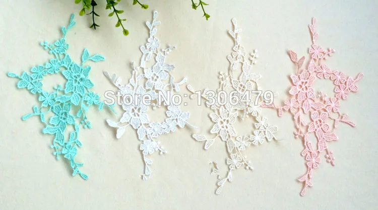 Water Soluble Lace Fabric Decoration, DIY Patch Applique, Bride Hair Accessory, Veil Wedding Shoes Lace Trim, RS1173, 20 PCs/Lot