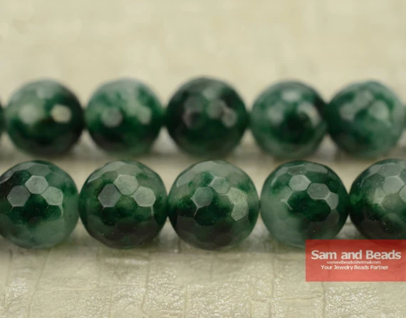 Free Shipping Natural Stone Faceted Green Chalcedony Beads 16\