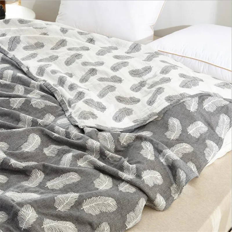 New Style Popular Summer 100% Cotton 4 Layers Gauze Machine Wash Jacquard Blanket Thin Air-conditioning Cover Blanket 150*200cm