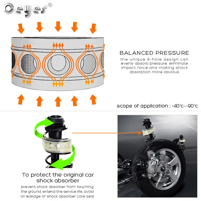 Ceyes 2 pçs auto avtobafery suspensão amortecedor primavera pára-choques potência auto-buffers almofada acessórios para audi s estilo do carro