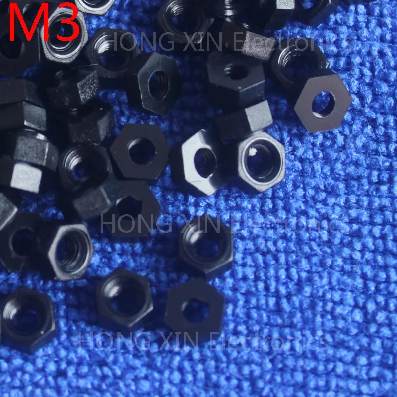 M2/M2.5/M3/M4 black 100pcs nylon hex nut 2/2.5/3/4mm plastic nuts RoSH Hexagon PC Electronic accessories Tools etc