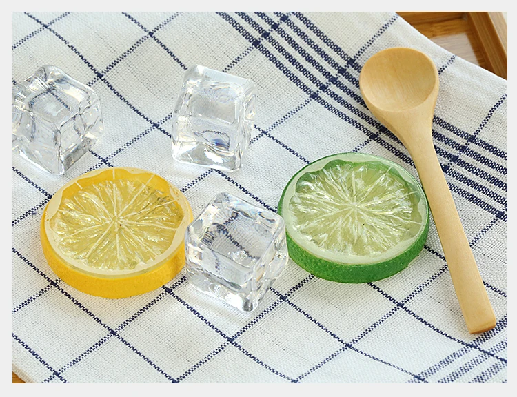 2ชิ้น/เซ็ตการถ่ายภาพฉากหลัง Props จำลองมะนาวและประดิษฐ์ก้อนน้ำแข็งสำหรับภาพพื้นหลังการถ่ายภาพเครื่องประดับรายการ