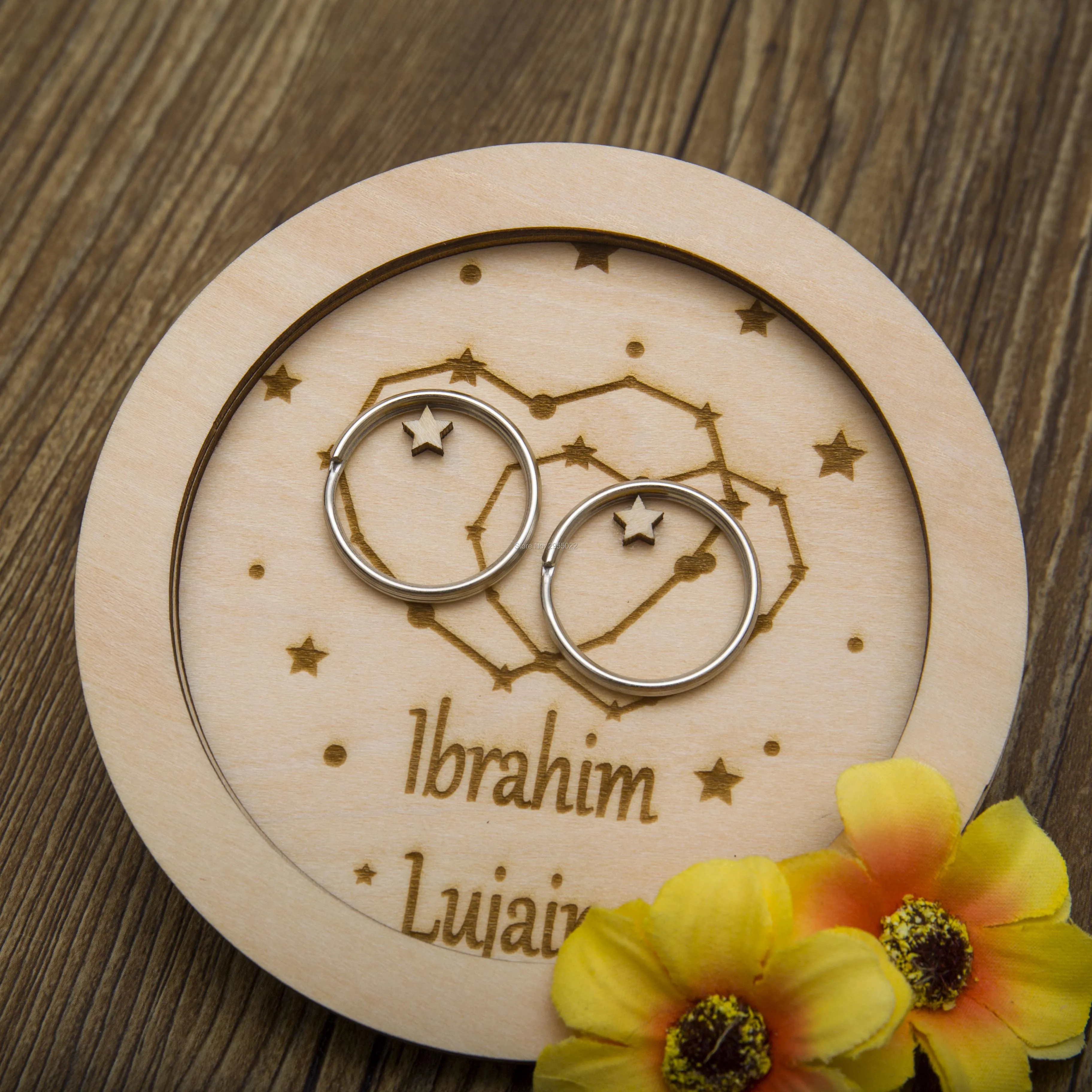 Personalized Wedding Engagement Ring Box Jewelry Gift,Wedding Ring Holders Jewelery dish,Engraved Stand for rings wedding favor