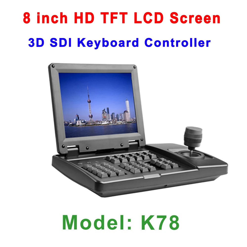 

3D Joystick PTZ Controller 8 inch LCD Analog HDSDI PTZ Visual Keyboard Controller for Vehicle PTZ Camera in SDI HDMI CVBS Output