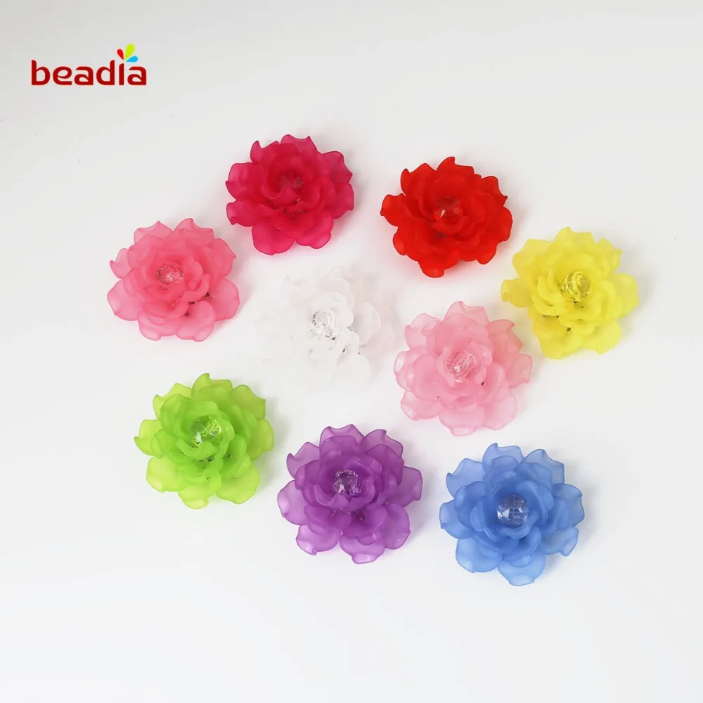 

Multicolor Acrylic Flowers Beads Translucent Dull Polish Beads Fit Apparel Sewing Handmade DIY Craft Accessories High Quality