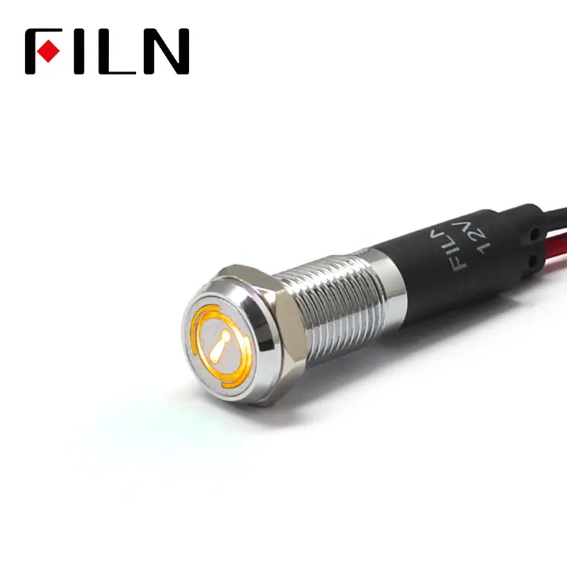 Filn marcador de falha de freio para painel de carro, 8mm, led vermelho, amarelo, branco, azul, verde, 12v, luz led indicadora com cabo de 20cm