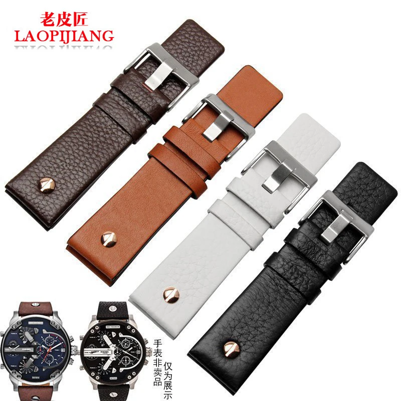 

Genuine Leather Watch accessories men fit THEDADDIE DZ7312 7314 7406 4323 1657 1405 7313 4318 22 24 26 28 30mm watchband strap