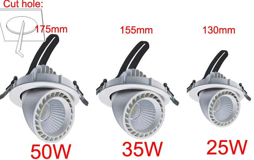 8x Adjustable LED Downlights Recessed Ceiling Lamps 25W 35W 50W Rotatable LED Trunk Light Gimbal Direction LED Spot Lighting