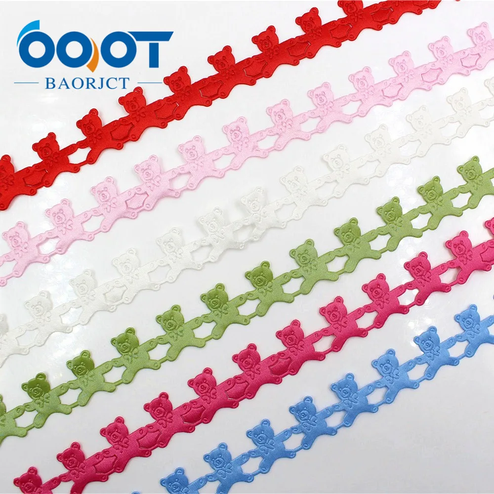 OOOT BAORJCT 1712236 hot sale 22 mm 25 yards hollow Bear solid Grosgrain Ribbon, DIY handmade materials,Clothing accessories