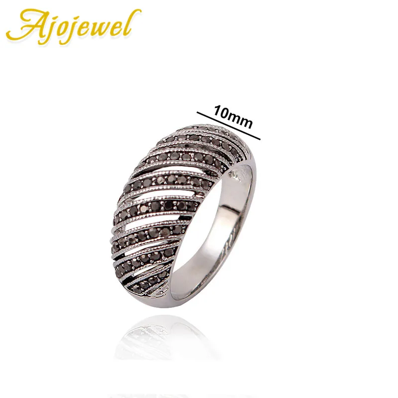 Ajojewel Hollow Out Geometric Rhinestone Rings For Men Or Women Silver-color Retro Jewelry Rings