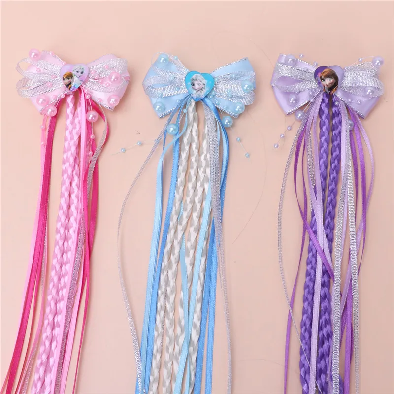 1PCS Hair Princess Elastic Hair Bands Ribbon Flower hair rope Pink blue Headwear Girls Party Gifts Wig accessories hair clip