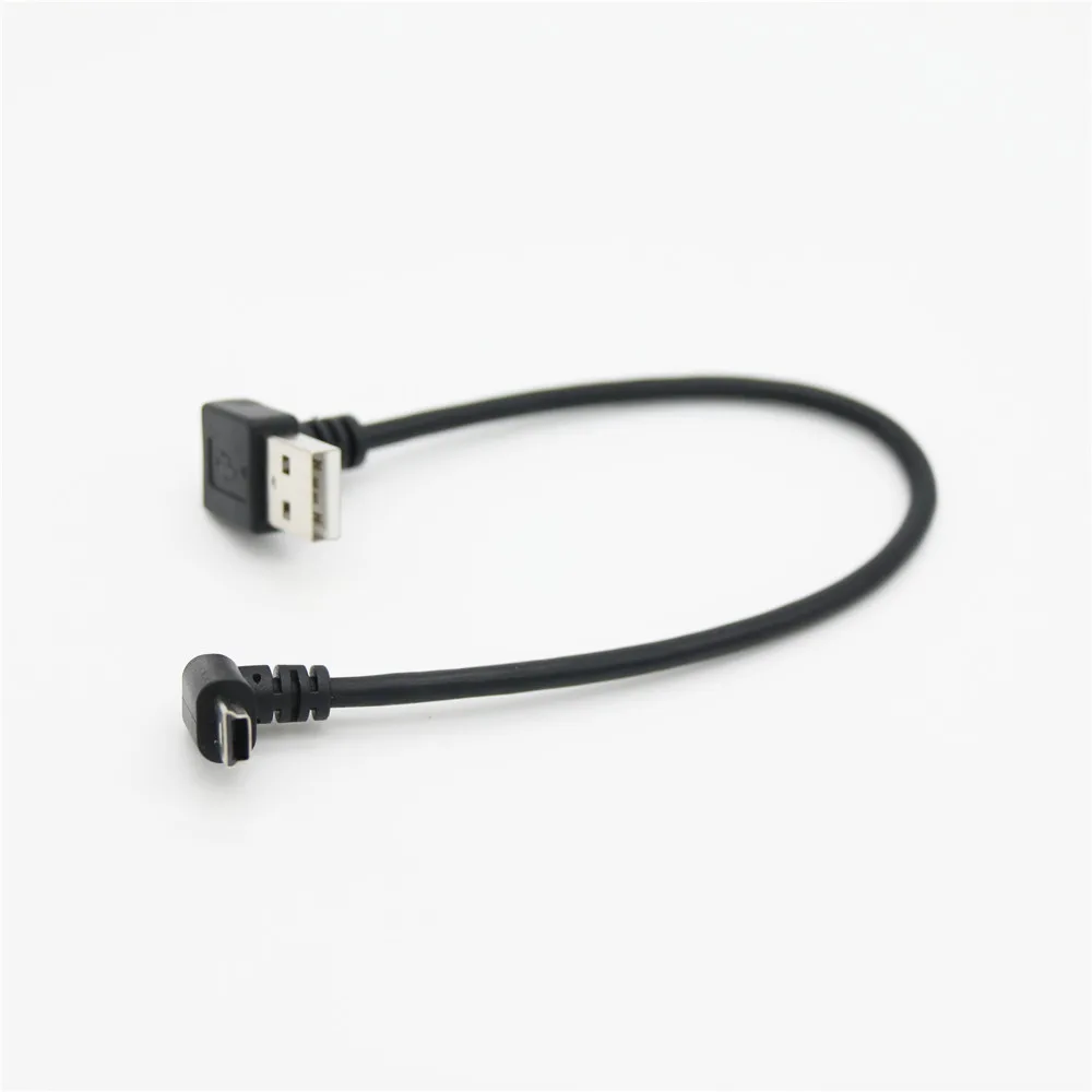 Double bend Male right angled USB2.0 turn to Down mini USB 90 degree Down angled mini USB turn to USB connector short cable 20cm