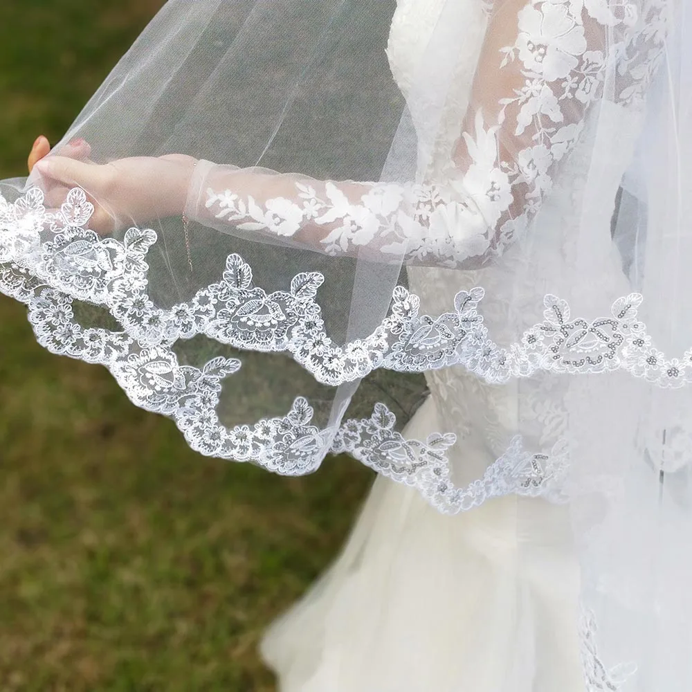 Véu de casamento de luxo com pente, 10 m de comprimento, cobertura de rosto com lantejoulas, 2 camadas, acessórios para casamento