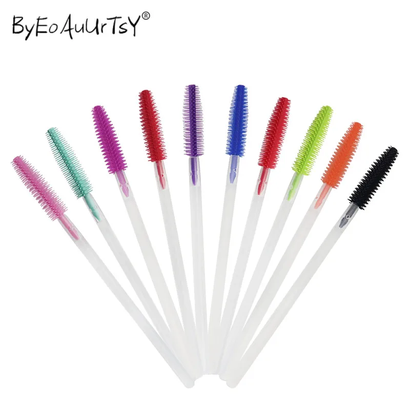 50 stücke Silikon Wimpern Pinsel Mascara Wands Kristall Applikator Augenbraue Kamm Microbrush Lash Verlängerung Liefert Make-Up-Tools