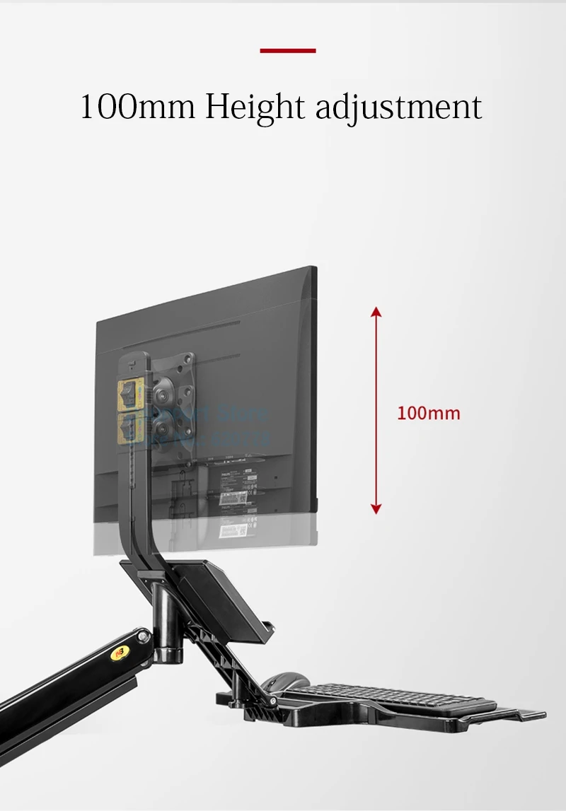 Imagem -03 - Alumínio Suporte de Montagem na Parede Sentar Estação de Trabalho 1927 Polegada Monitor Suporte Braço do Suporte a Gás com Bandeja de Teclado Girar Suporte Lcd Mb32