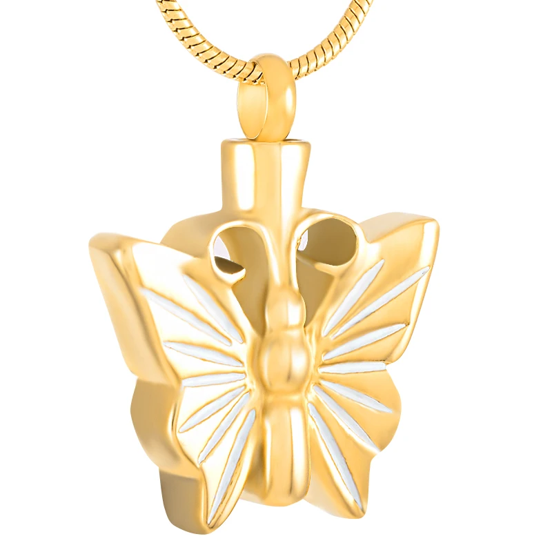 316lステンレス鋼の蝶の動物の壷、火薬の宝石類、ペットまたは人間の灰のネックレス、ijd9276