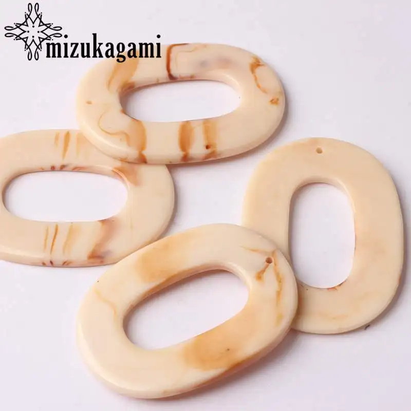 White Smooth Acetic Acid Resin Round Circle Oval Charms 6pcs/lot For DIY Fashion Drop Earrings Making Finding Accessories