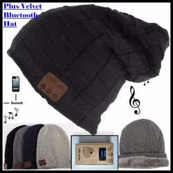 Sem fio bluetooth-compatível v5.0 gorro de malha veludo inverno chapéu fone de ouvido alto-falante mic mão-livre música mp3 magia quente inteligente boné