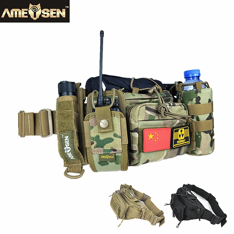 Outdoor Multifunctional Cycling Waist Pack Army Fans Tactical Waist Pack Sport Running Kettle Hunting Waist A4850