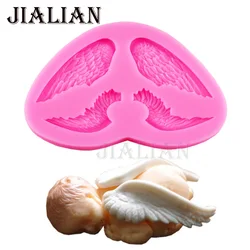 Hot Selling Angel Wing Shape Baby birthday 3D Silicone Cake Mold For Cake Decorating tools kitchen Baking mould T0672