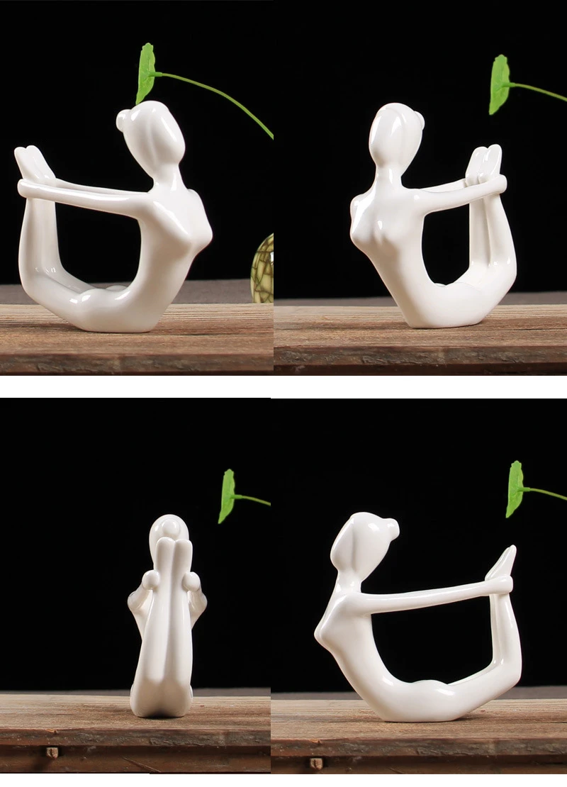 ERMAKOVA 12 Stile abstrakte Kunst Keramik Yoga Posen Figur Porzellan Dame Figur Statue Home Yoga Studio Dekor Ornament – Detail 10