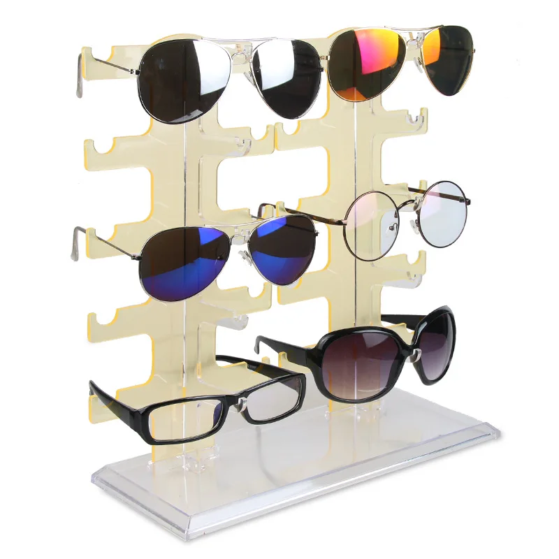 10 Pairs of Bar Sunglass Display Stand Rack Movable Plasitc Eyeglass Holder Eyeweawr Storage for Store Glass Organizer