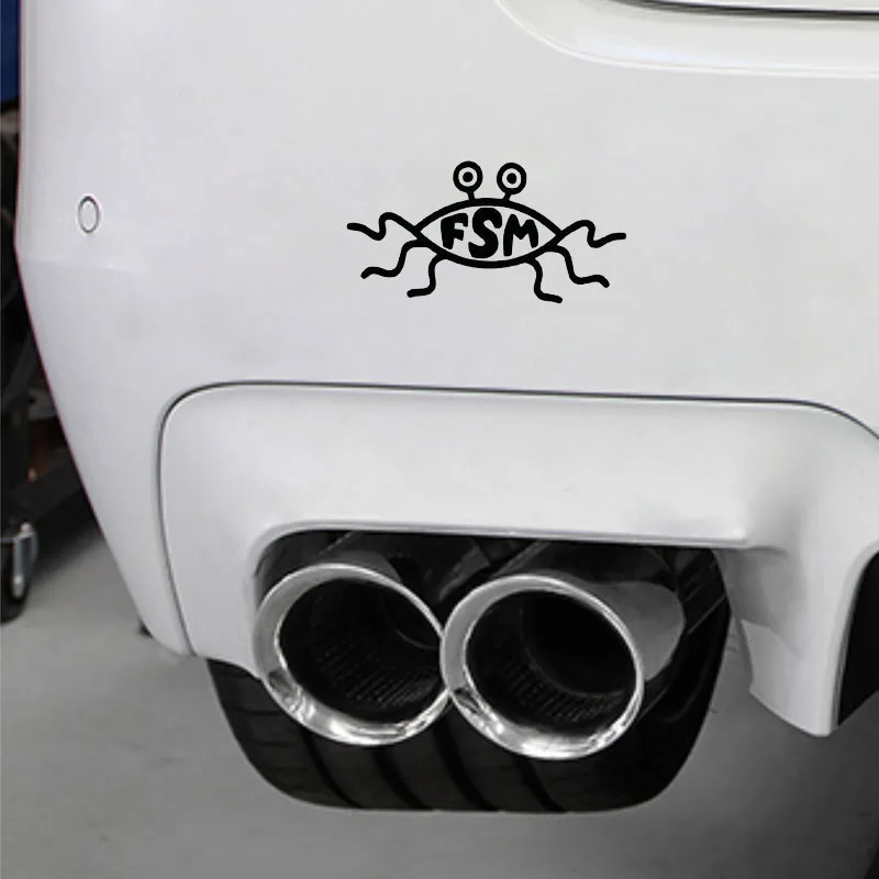 YJZT 13.3X6.6CM FSM Flying Spaghetti Monster Funny Car Stickers Vinyl Decal Black/Silver S8-0303