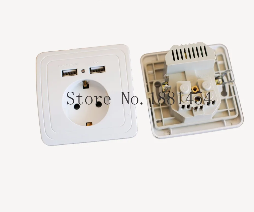 

Manufacturer Wall Power Socket 16A EU Standard Outlet With 2.1A Dual USB Charger Port for Mobile White Silver Gold 3 Color