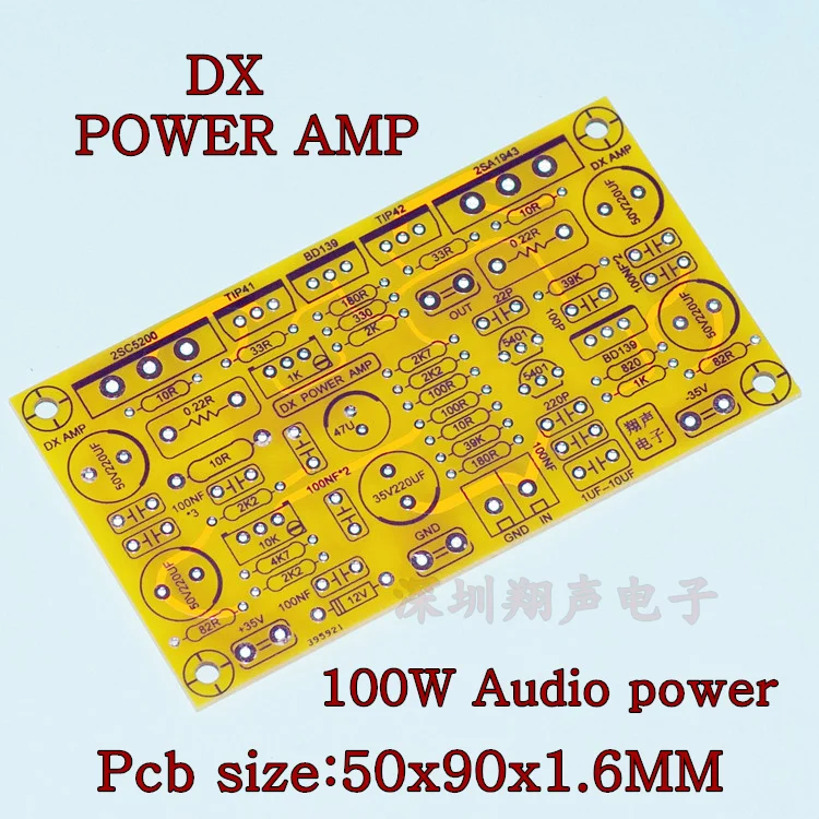 2PCS DX AMP 100W 4R mono audio amplifier board ON 5200 1943 + TIP41 / TIP42 + ON 2N5401 Differential input stage amp bord