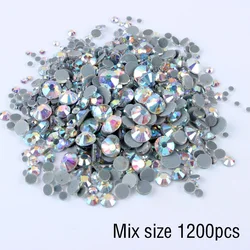 Mix Size Hotfix Rhinestones Shiny Crystal AB Flatback Stone SS6-SS30 For Clothes DIY Decoration Free Shipping