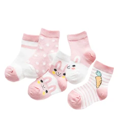 5Pairs/lot Soft Cotton Kids Socks For Girls Boys Casual Cartoon Baby Breathable Boys Girls Autumn Children's Socks Gifts 2022