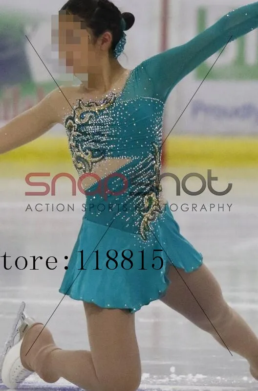 Figure Skating Dress Girls 2017 Custom Ice Skating Dresses Competition Figure Skating Dress Women Ice Figure Dresses Blue