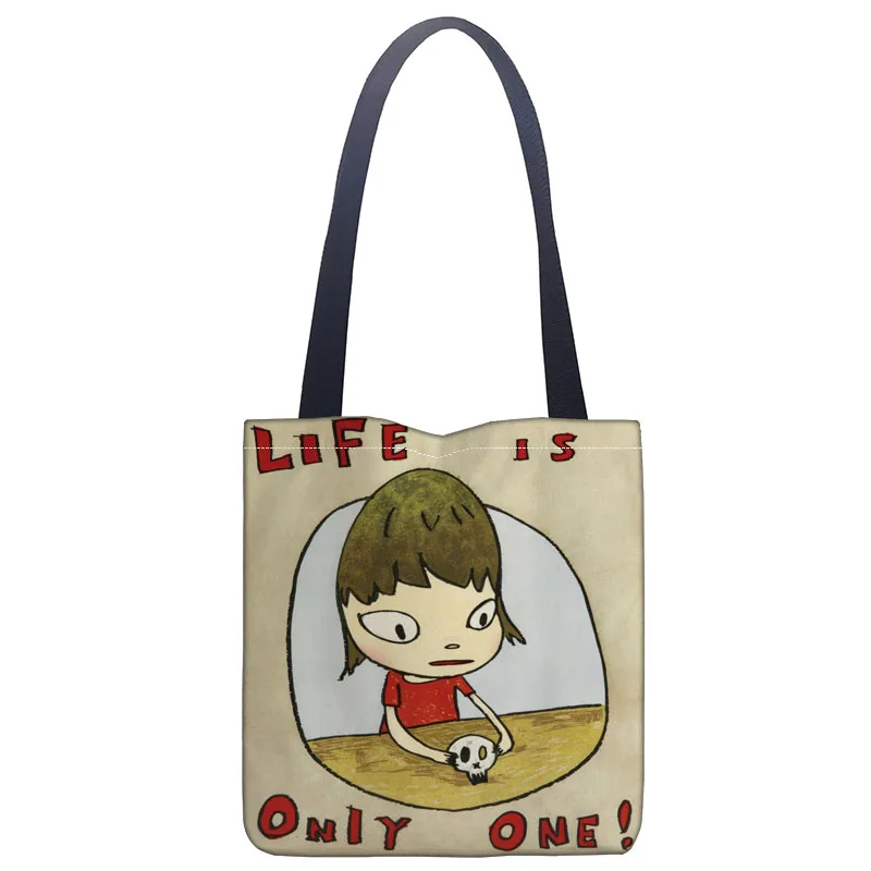 Custom Nara Yoshitomo printing shoulder bag canvas tote bag shopping travel book handbag custom logo