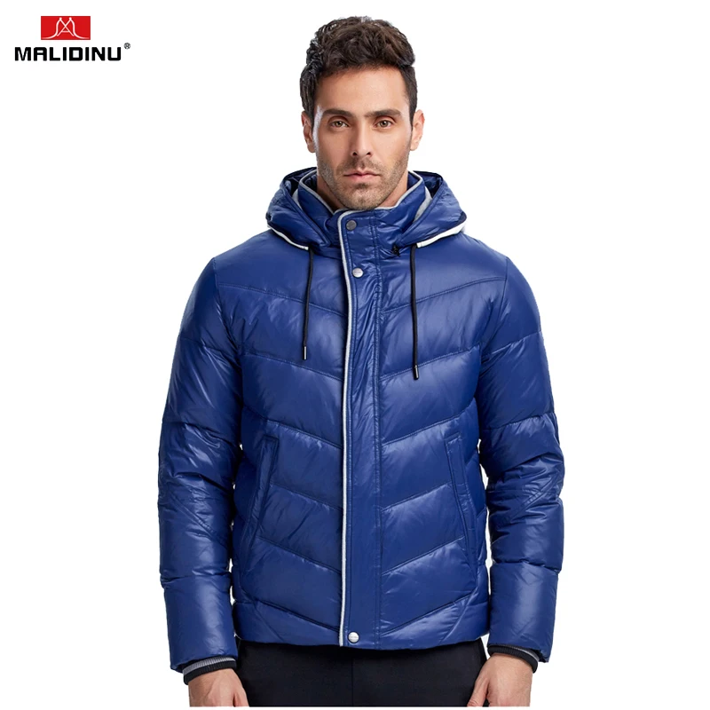 MALIDINU Men Down Jacket Winter Thick Down Coat High Quality Warm Mens Down Coats Hooded 70%White Duck Down Men Parka Russian