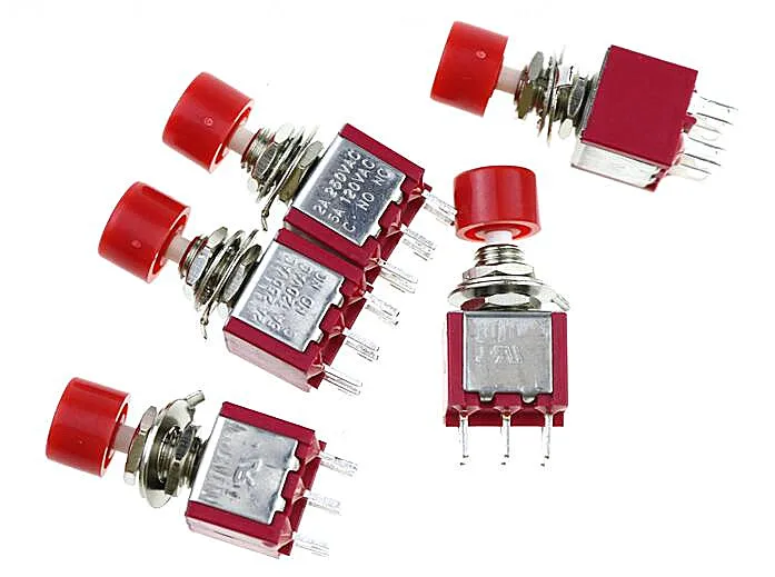 5pcs AC 2A/250V 5A/120V 6 Pin DPDT Momentary Push Button Switch 6mm 15/64