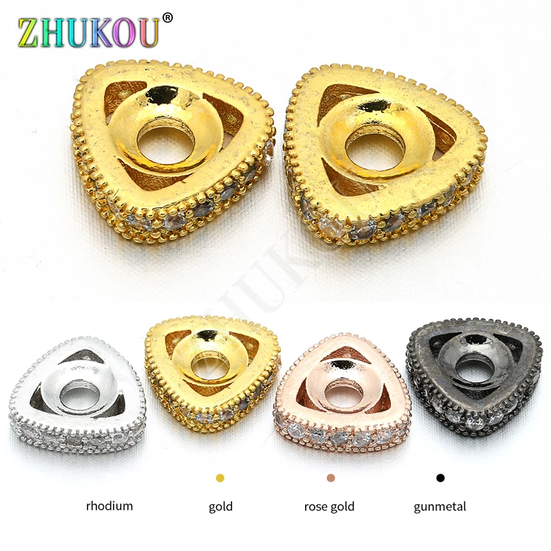 10*2.5mm Handmade Brass Cubic Zirconia Triangle Beads DIY Jewelry Findings Accessories, Model: VZ106