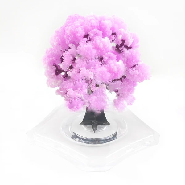 2PCS 9X8ซม.สีชมพู Magic ปลูกกระดาษ Sakura Tree Magical Grow คริสต์มาสต้นไม้ Desktop Cherry Blossom วิทยาศาสตร์ของเล่นเด็ก