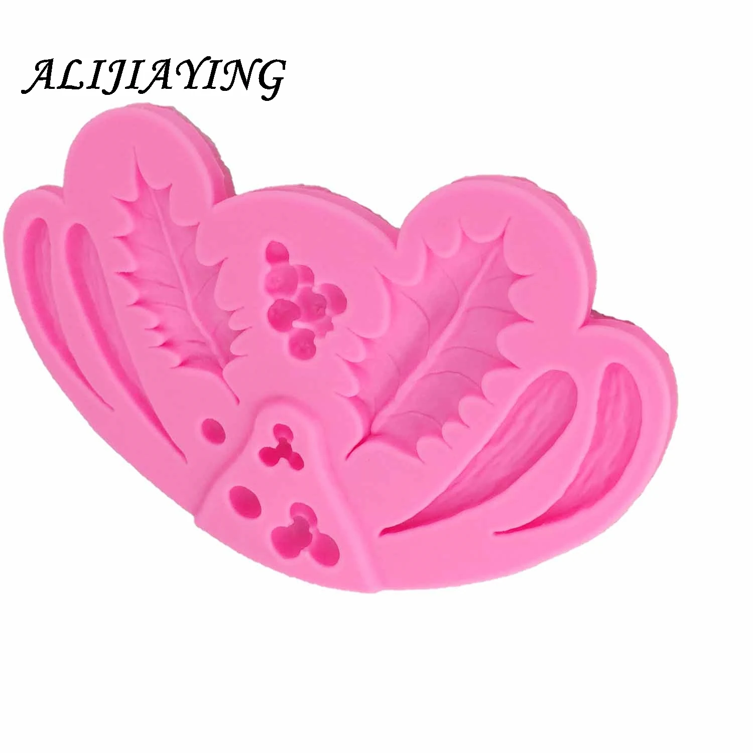 1Pcs DIY Christmas Holly Leaf Chocolate Silicone Molds Cake Decoration Fondant Cooking Tools Sugarpaste Craft Bakeware D1287