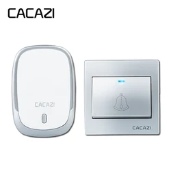 CACAZI Wireless Doorbell Waterproof Battery Button 300M Remote LED Light Receiver Home Cordless Bell 36 Chimes 4 Volume