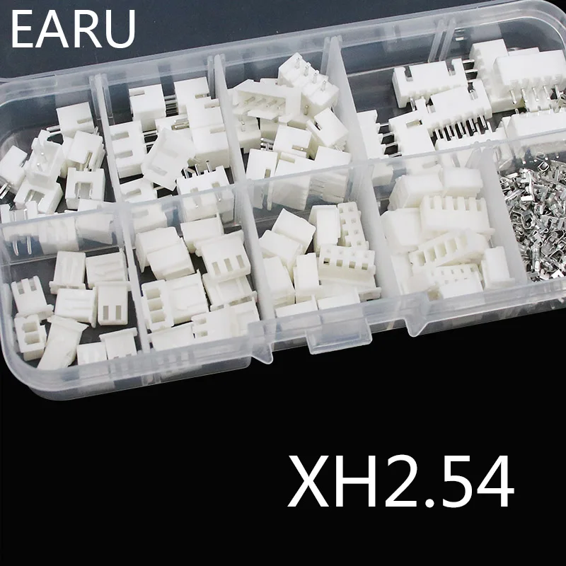 230pcs XH2.54 2p 3p 4p 5 pin 2.54mm Pitch Terminal Kit / Housing / Pin Header JST Connector Wire Connectors Adaptor XH Kits Box