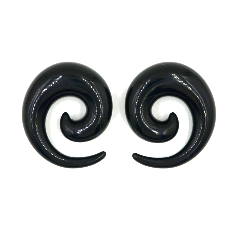 Pair Hot sale Acrylic Black White Ear Spiral Taper Plug Gauges Earring Swirl Ear Stretcher Expander Piercing Jewelry 1.2-24mm