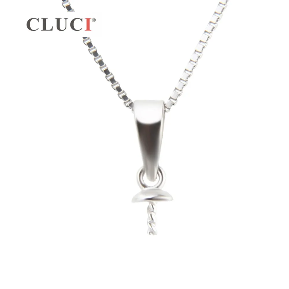 CLUCI wholesale 10PCS/pack High Quality Sterling 925 Silver design Pendant fittings for Women Tiny pearl necklace making SP180SB