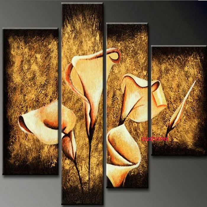 

Hand Painted Picture On Canvas Abstract Oil Painting Lily Flower Paintings For Living Room Wall Decoration Craft Hang Paint