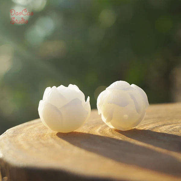 20mm Natural Bodhi Seed Fine Carved Lotus Flower Bud White Bead Loose beads Mala Japa Beads Bracelet Jewellry Findings DIY